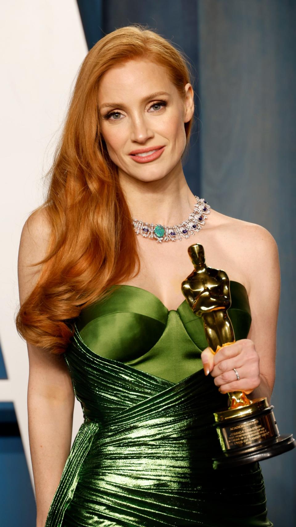 Jessica Chastain with her Oscar