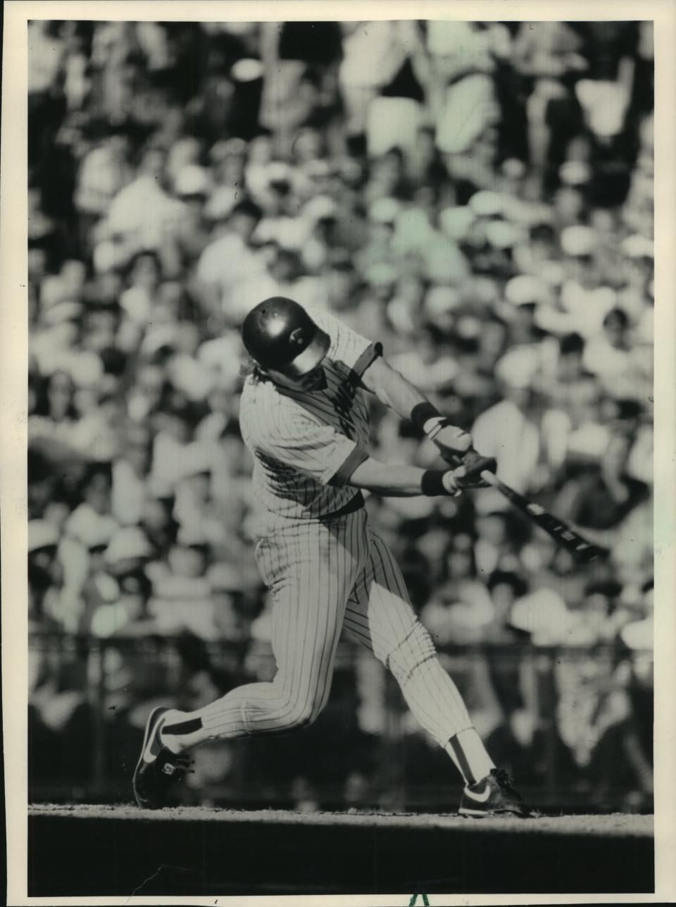 Rob Deer belts an unforgettable three-run homer in the ninth inning of a game April 19, 1987, helping the Brewers tie the game and eventually win a 12th straight contest to open the season.