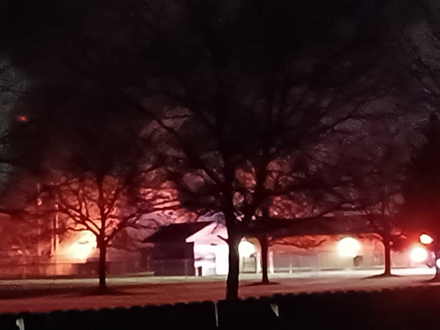 A fire broke out at the Kelloggsville Public Schools bus garage Friday morning. (Courtesy Janina Mickel)