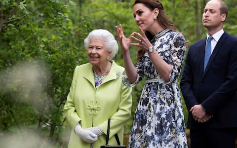 The Queen and Duke and Duchess of Cambridge at the RHS Chelsea Flower Show - Credit: Geoff Pugh/AFP