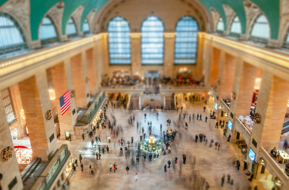 Commuters rush through Grand Central station in New York.