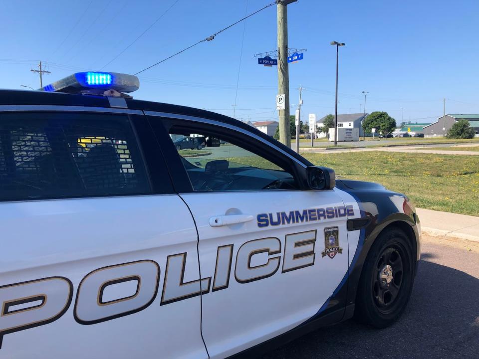 A Summerside Police cruiser sits near a fatal accident scene on Aug. 13, 2020.