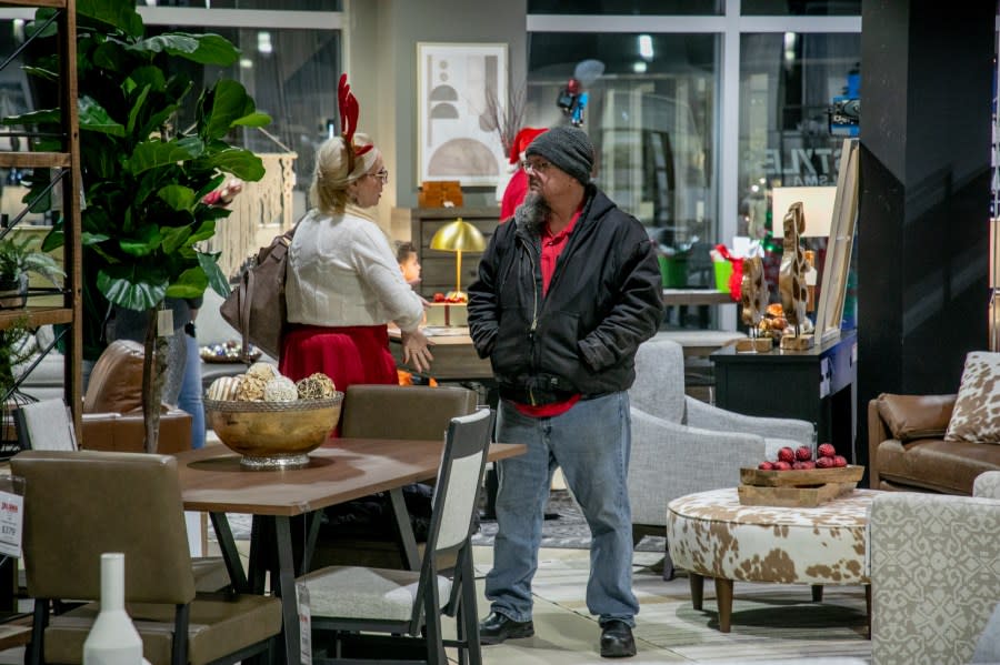 The Angel Tree Christmas Party at Talsma Furniture near Grand Rapids on Nov. 30, 2023. (Michael Buck/WOOD TV8)