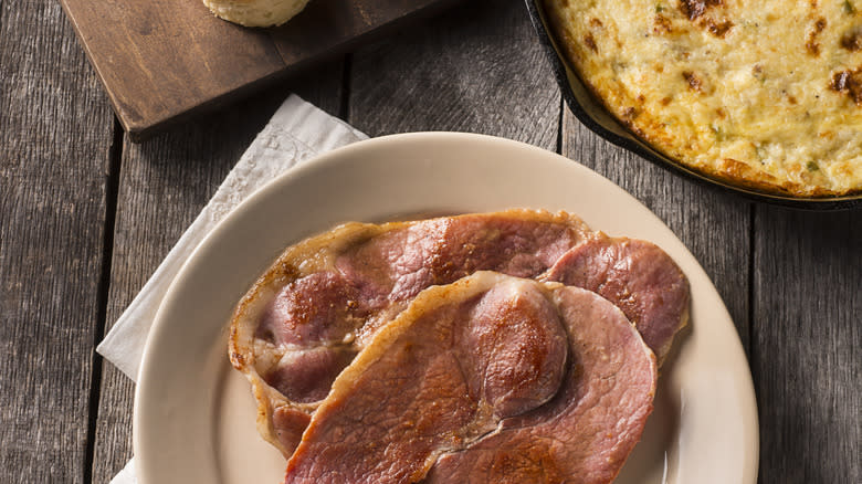 Country ham with grits