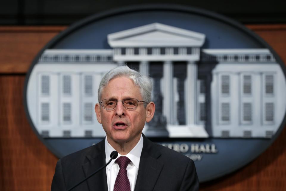 U.S. Attorney General Merrick Garland delivers the Department of Justice findings on the Investigation of the Louisville Metro Police Department and Louisville Metro Government, at Louisville Metro Hall on Wednesday, March 8, 2023.