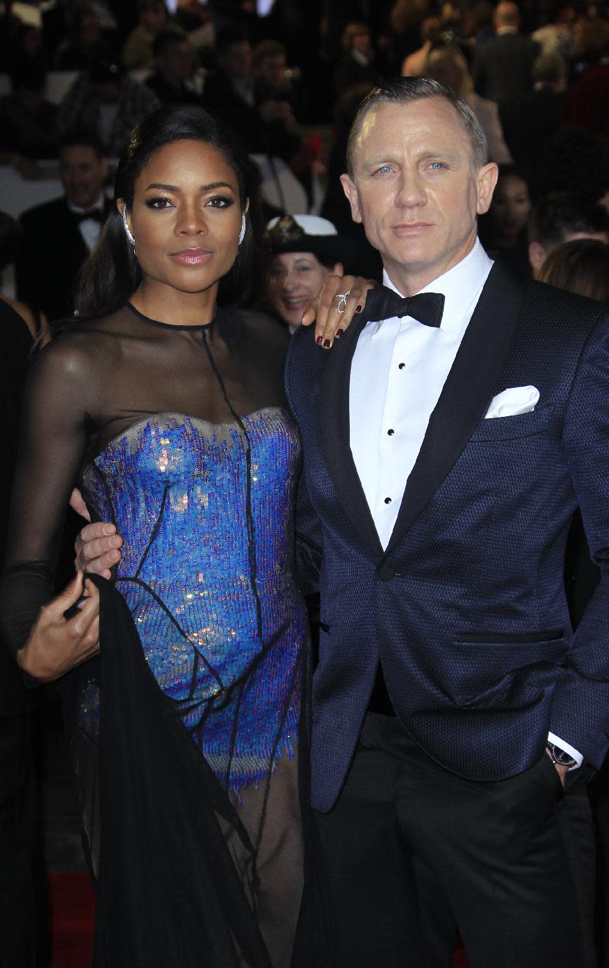 Naomie Harris, left, and Daniel Craig arrive at the world premiere of "Skyfall" at the Royal Albert Hall on Tuesday, Oct. 23, 2012 in London. (Photo by Joel Ryan/Invision/AP)