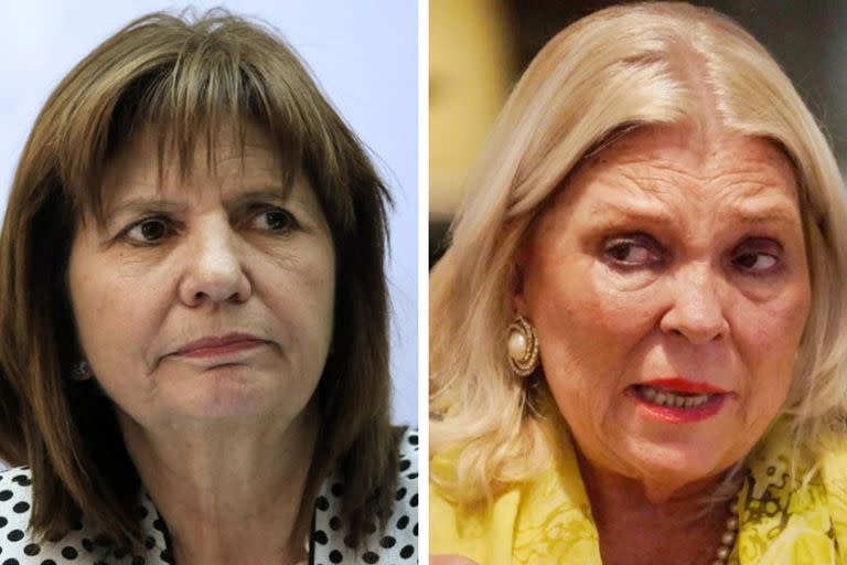 La presidenta del PRO Patricia Bullrich junto a la líder de la Coalición Cívica Ari Elisa Carrió