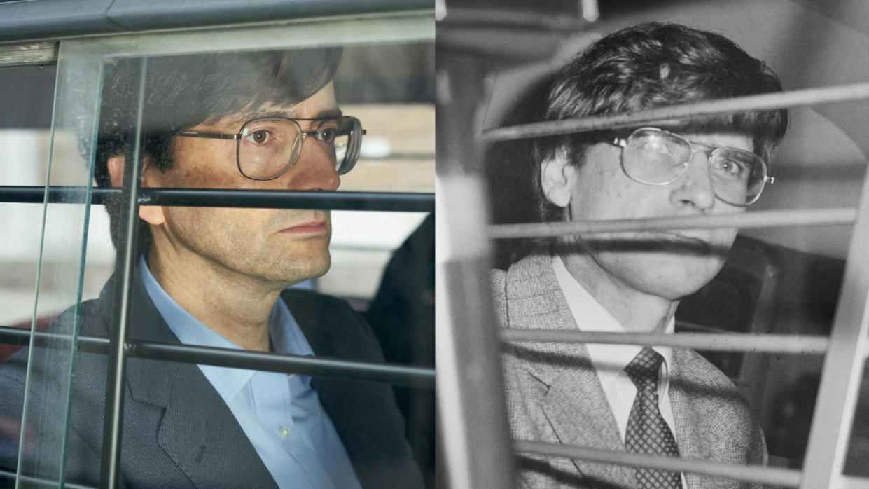 David Tennant portrays serial killer Dennis Nilsen in ITV drama 'Des'. (Credit: ITV/Harry Dempster/Daily Express/Hulton Archive/Getty Images)