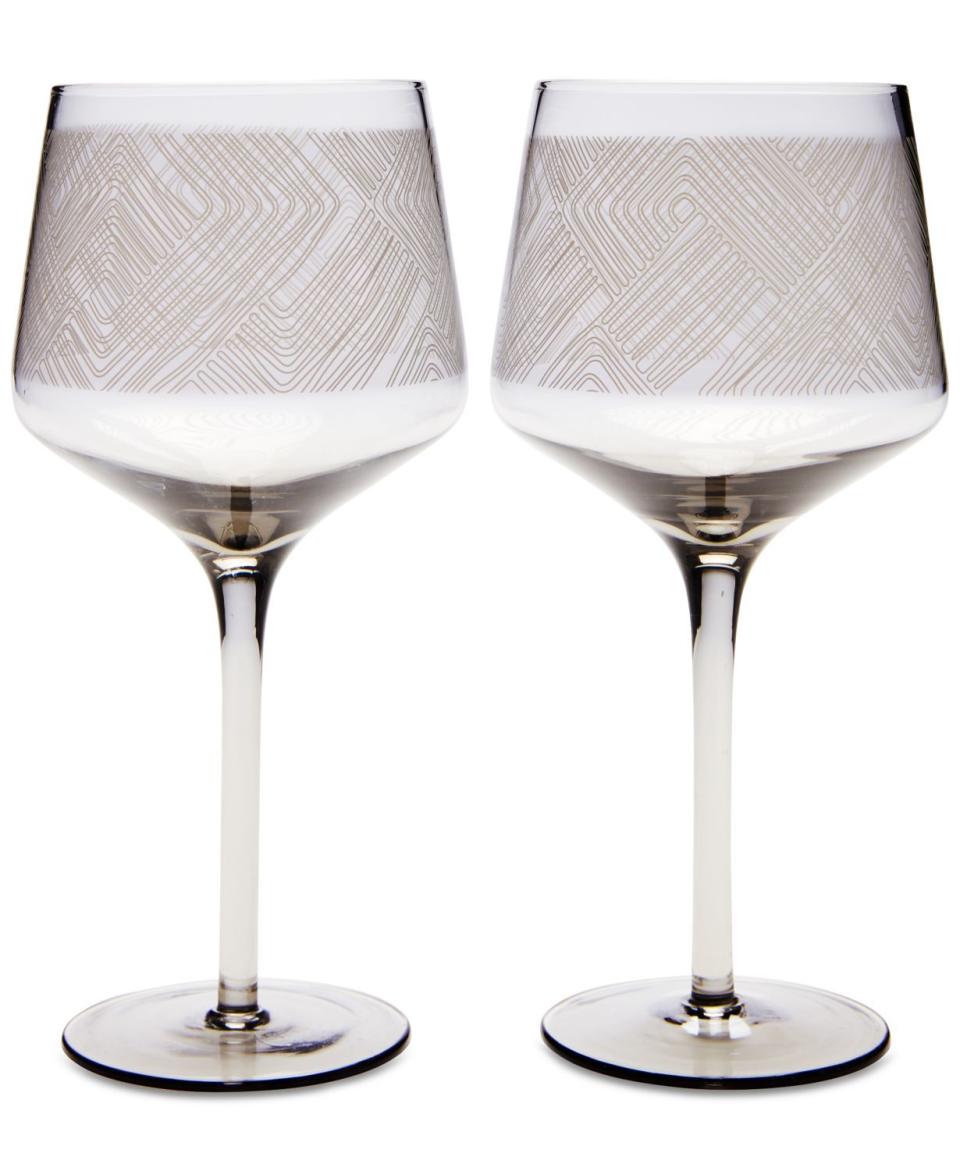 8) Wine Glasses with Decals