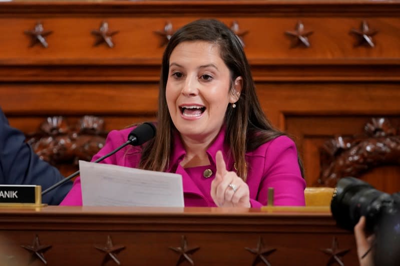 Rep. Elise Stefanik (R-NY) questions former U.S. Ambassador to Ukraine Marie Yovanovitch as she testifies before the House Intelligence Committee hearing as part of the impeachment inquiry into U.S. President Donald Trump in Washington