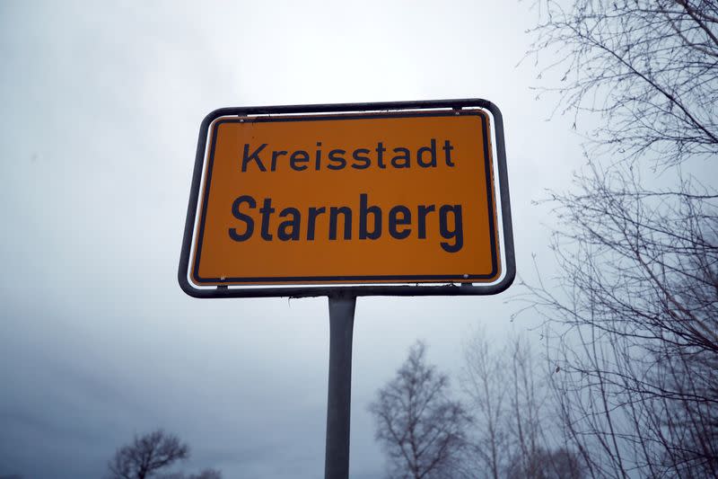 The town sign of Starnberg is seen after Germany has declared its first confirmed case of the deadly coronavirus