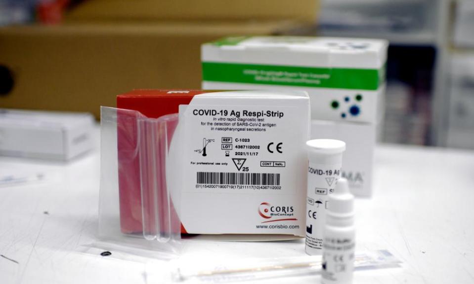 Coronavirus antigen tests ready for use in Madrid.