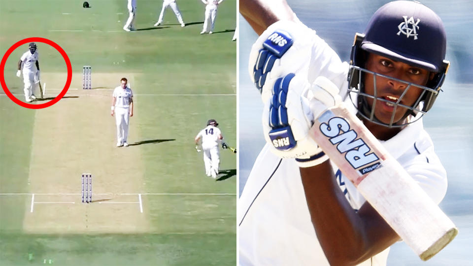 Ash Chandrasinghe, pictured here batting for Victoria in the Sheffield Shield final against Western Australia.