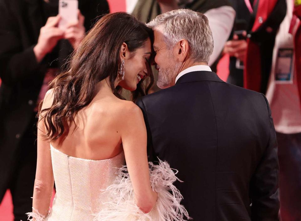 Amal Clooney and George Clooney attend "The Tender Bar" Premiere during the 65th BFI London Film Festival at The Royal Festival Hall on October 10, 2021 in London, England