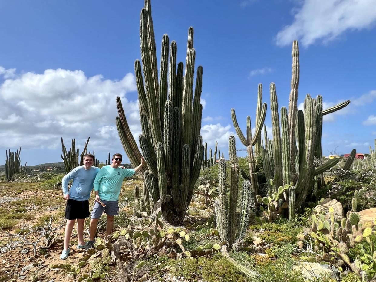 During a bumpy drive around Aruba in our rental car, we stopped to look at the giant cacti that covered that part of the island. (Photo: Terri Peters)
