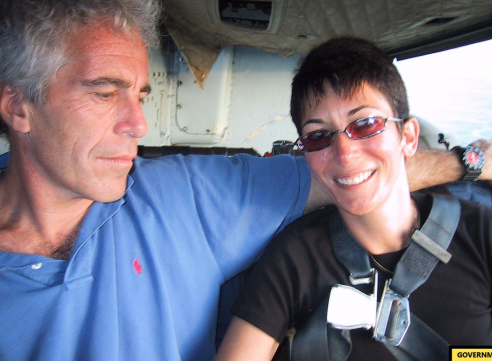 An undated photo of Epstein with Ms Maxwell on a plane (US District Attorney’s Office)