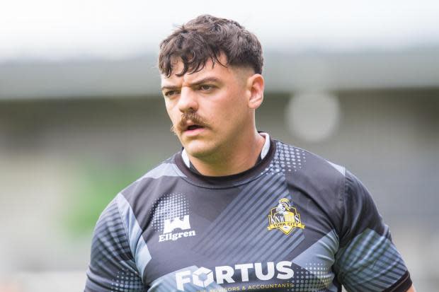 Winger Will Oakes warms up before York City Knights’ clash with Barrow Raiders. Picture: Craig Hawkhead