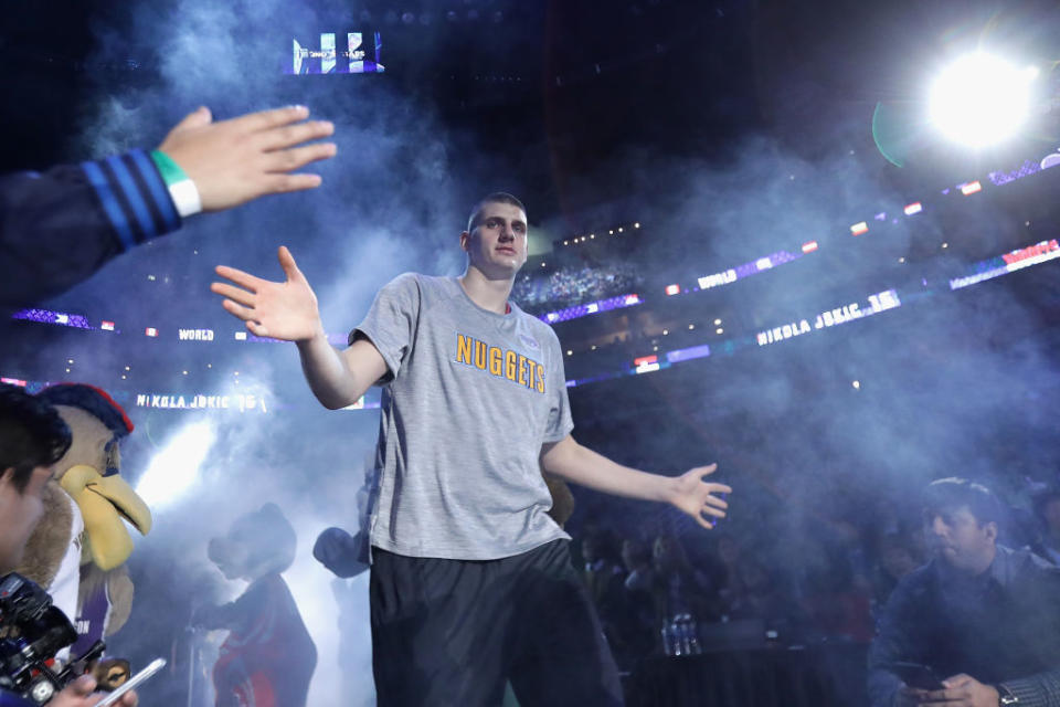 Denver center Nikola Jokic lasted until the second round of the 2014 NBA draft, but he’s become one of the league’s brightest young offensive stars. (Getty)