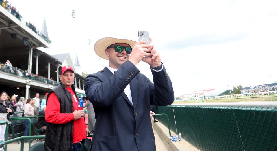 This fan was all smiles at the beginning of race 9 called The Toy Tiger on Tuesday of Kentucky Derby week.May 2, 2023 