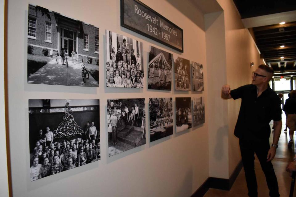 Children's book author and illustrator Derek Anderson took a tour of The Roosevelt Aug. 6. Roosevelt Elementary School, where Anderson drew his first picture and wrote his first story, was converted to condominiums after the school closed.