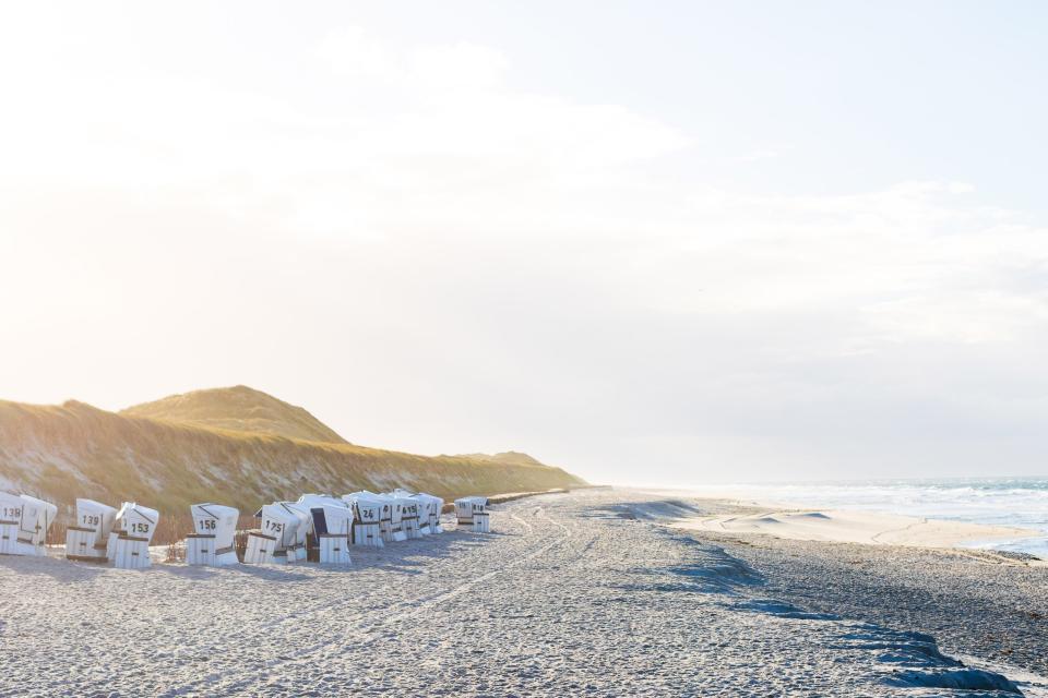 Strandkörbe an der Westküste von Sylt. - Copyright: picture alliance / Jens Hogenkamp | Jens Hogenkamp