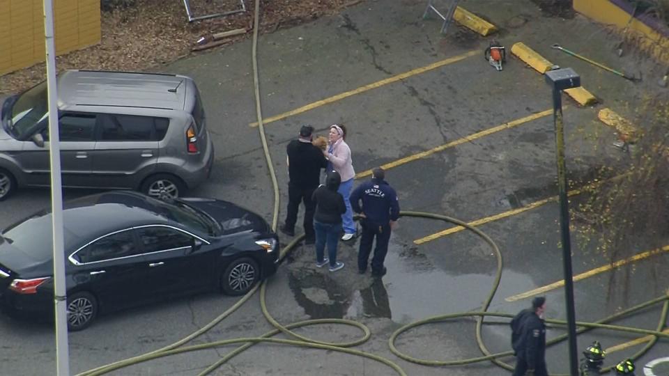 Chopper 7 was over The Dog Resort in Seattle's Lake City neighborhood, where a fire broke out.