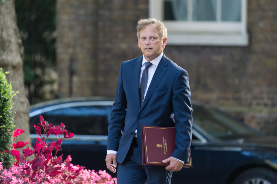 LONDON, UNITED KINGDOM - SEPTEMBER 05, 2023: Secretary of State for Defence Grant Shapps arrives in Downing Street to attend the weekly Cabinet meeting in London, United Kingdom on September 05, 2023. (Photo credit should read Wiktor Szymanowicz/Future Publishing via Getty Images)
