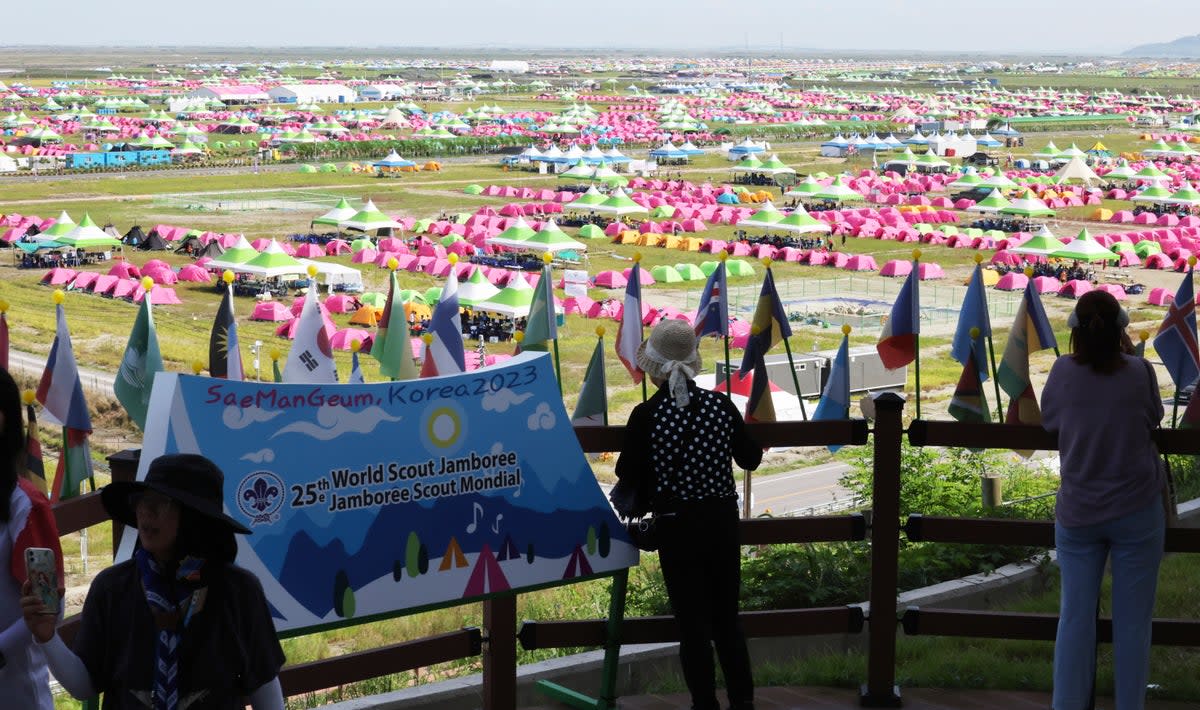 More than 40,000 people, including scouts from 155 nations attended the event (Choe Young-soo/Yonhap via AP)