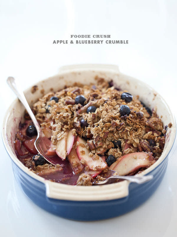 <strong>Get the <a href="https://www.foodiecrush.com/apple-blueberry-crumble/" target="_blank" rel="noopener noreferrer">apple and blueberry crumble recipe</a> from FoodieCrush.</strong>