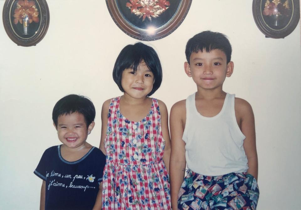 Kataluna Enriquez, right, with her siblings when they were young.