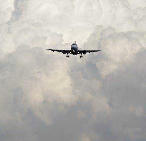 <span class="caption">Potentially dangerous air turbulence has increased on busy flight routes across the globe.</span> <span class="attribution"><a class="link " href="https://www.shutterstock.com/image-photo/cumulonimbus-airplane-landing-storm-clouds-77635738" rel="nofollow noopener" target="_blank" data-ylk="slk:Jaromir Chalabala/Shutterstock;elm:context_link;itc:0;sec:content-canvas">Jaromir Chalabala/Shutterstock</a></span>