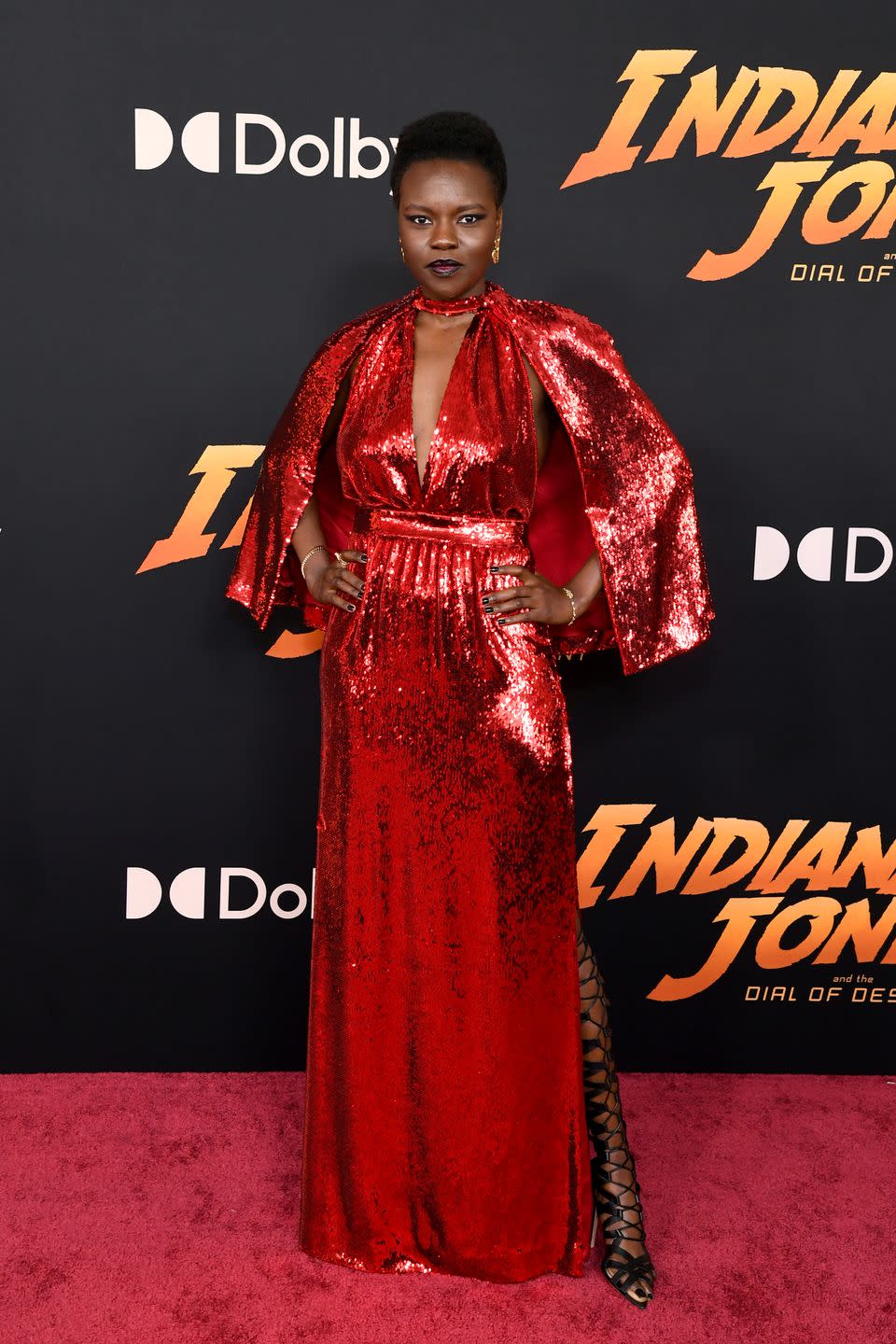 shaunette renée wilson in a red sequin dress