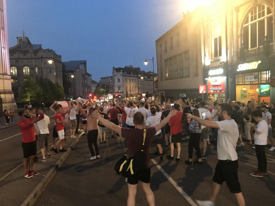 <p>In Bristol, fans poured onto the streets to celebrate the dramatic win. (Picture: SWNS) </p>