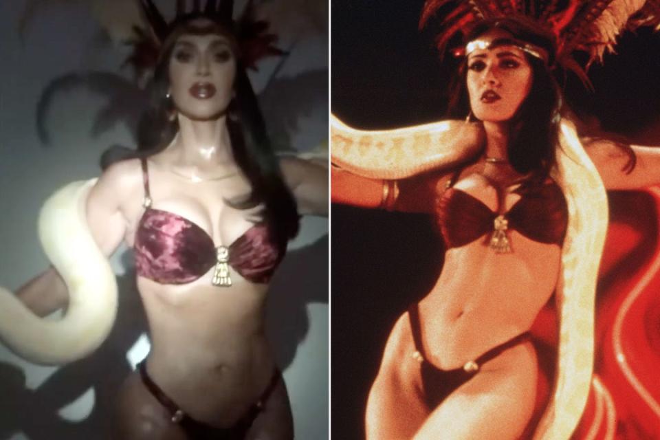 <p>Kim Kardashian/ Instagram; Joyce Podell/Los Hooligans/A Band Apart/Kobal/Shutterstock</p> Kim Kardashian transformed into Salma Hayek