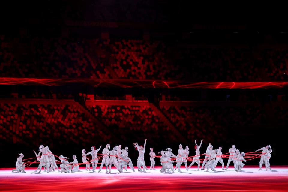 <p>Dancers took the stage for a choreographed routine during the Opening Ceremony. The performance was geared towards television, as very few spectators were allowed to watch the performance live. </p>