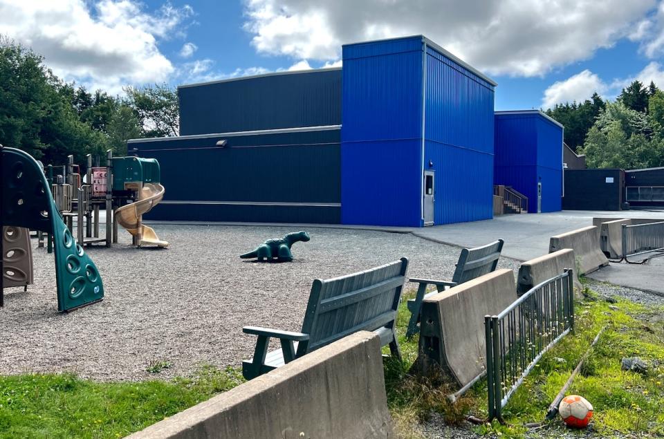 Modular classrooms are shown attached to Duc d'Anville Elementary in the Halifax community of Clayton Park.