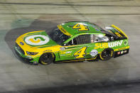 Kevin Harvick drives through a turn during a NASCAR Cup Series auto race at Bristol Motor Speedway Saturday, Sept. 18, 2021, in Bristol, Tenn. (AP Photo/Mark Humphrey)