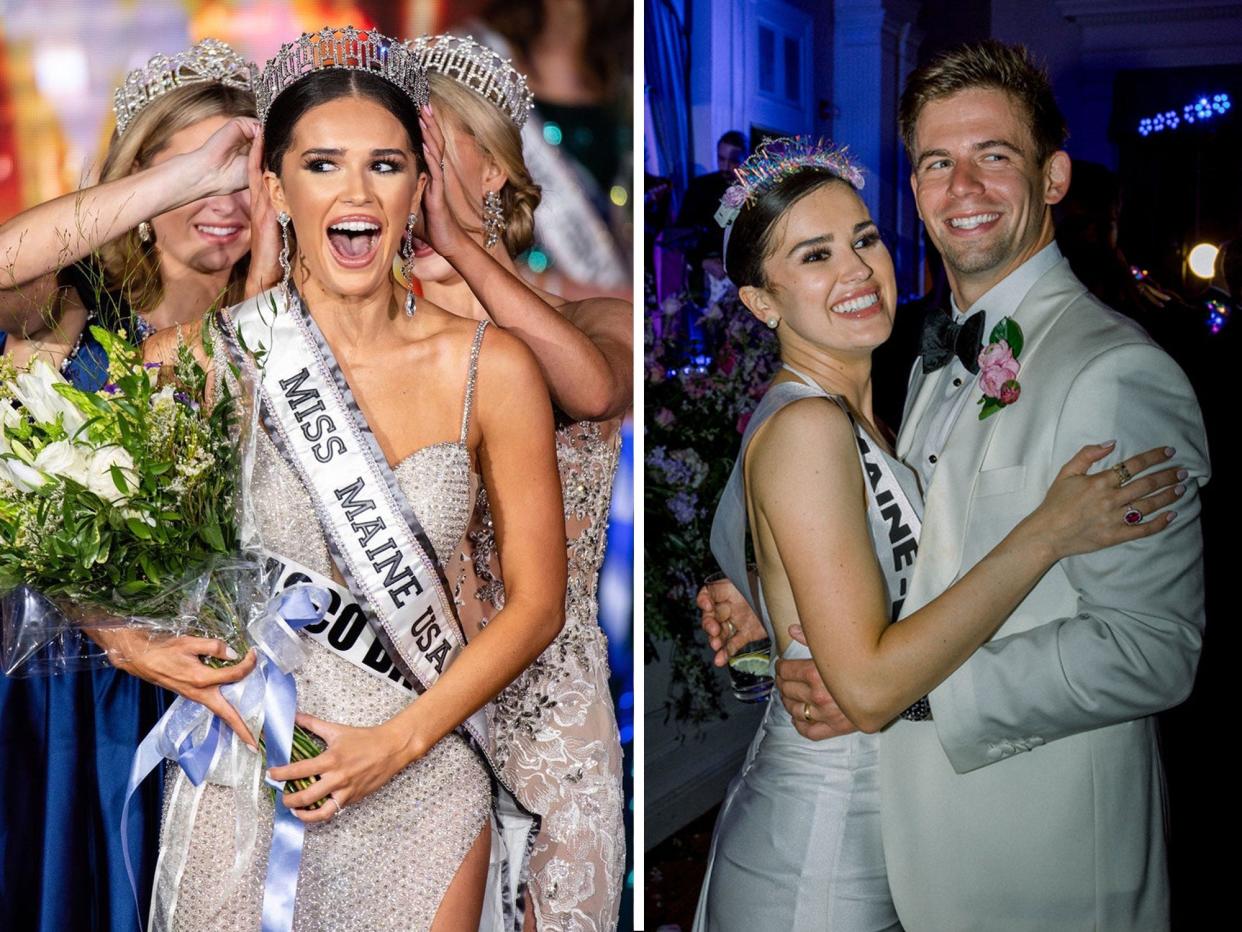 Miss Maine Juliana Morehouse during her crowning and at her wedding reception