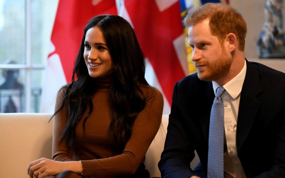 The Duke and Duchess of Sussex on their last public engagement in the UK, visiting Canada House on Jan 7 - REUTERS