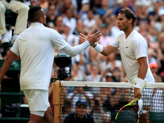 Rafael Nadal faced Nick Kyrgios at Wimbledon last year 