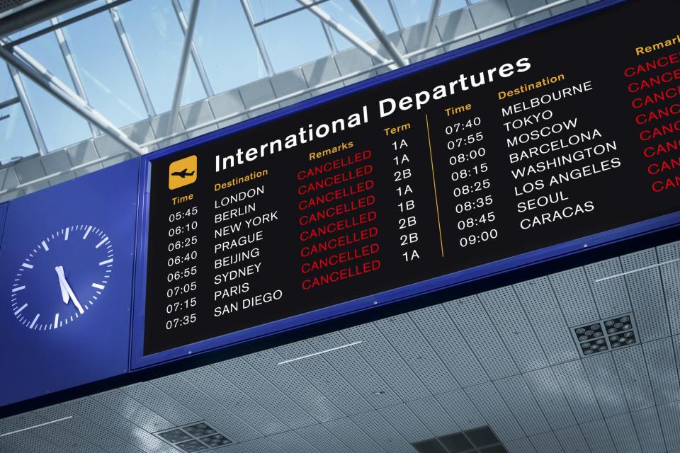 Many flights were canceled as the coronavirus raced around the world.