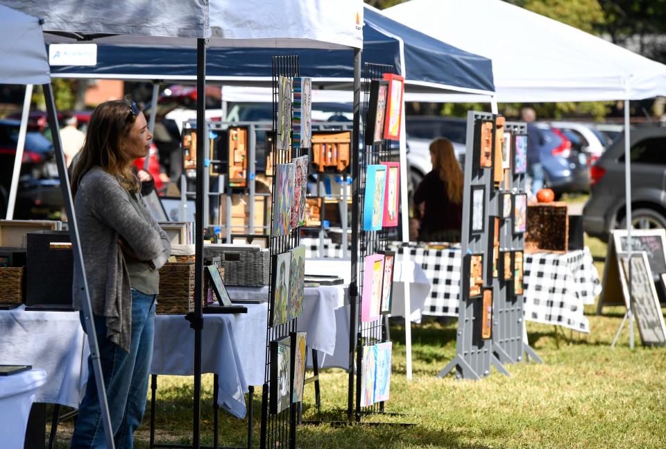 Art booths at the Fall YART sale at Angel Mounds State Historic Site Saturday afternoon, October 19, 2019.