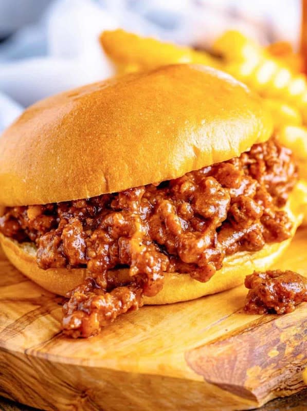 <p>The Country Cook</p><p>If you have a big crowd coming over for the big game, this is the way to feed them and stay on a budget.</p><p><strong>Get the recipe: <a href="https://www.thecountrycook.net/slow-cooker-sloppy-joes/" rel="nofollow noopener" target="_blank" data-ylk="slk:Crock Pot Sloppy Joes;elm:context_link;itc:0;sec:content-canvas" class="link ">Crock Pot Sloppy Joes</a></strong></p>