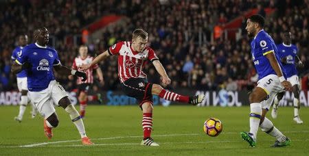 Britain Football Soccer - Southampton v Everton - Premier League - St Mary's Stadium - 27/11/16 Southampton's James Ward-Prowse has a shot at goal Action Images via Reuters / Matthew Childs Livepic