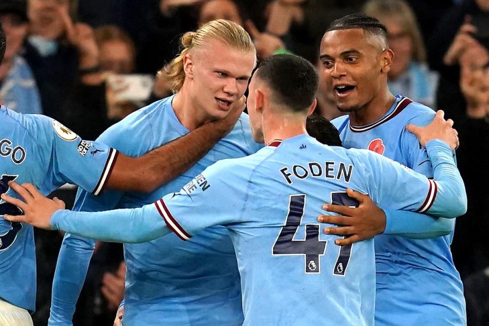 Man City players celebrate (Nick Potts/PA) (PA Wire)