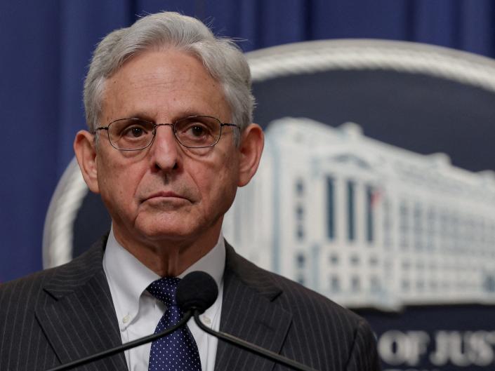United States Attorney General Merrick Garland speaks during a press conference announcing a significant firearms trafficking enforcement action and ongoing efforts to protect communities from violent crime and gun violence at the Department of Justice in Washington, U.S., June 13, 2022.