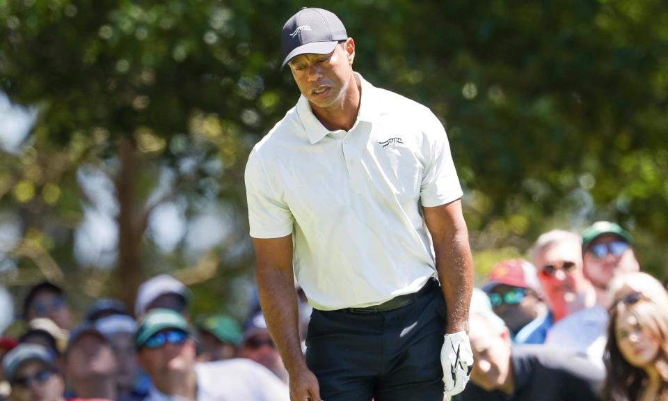 <span>Tiger Woods struggled throughout his third round at Augusta but said he will be ready to play on day four.</span><span>Photograph: Erik S Lesser/EPA</span>