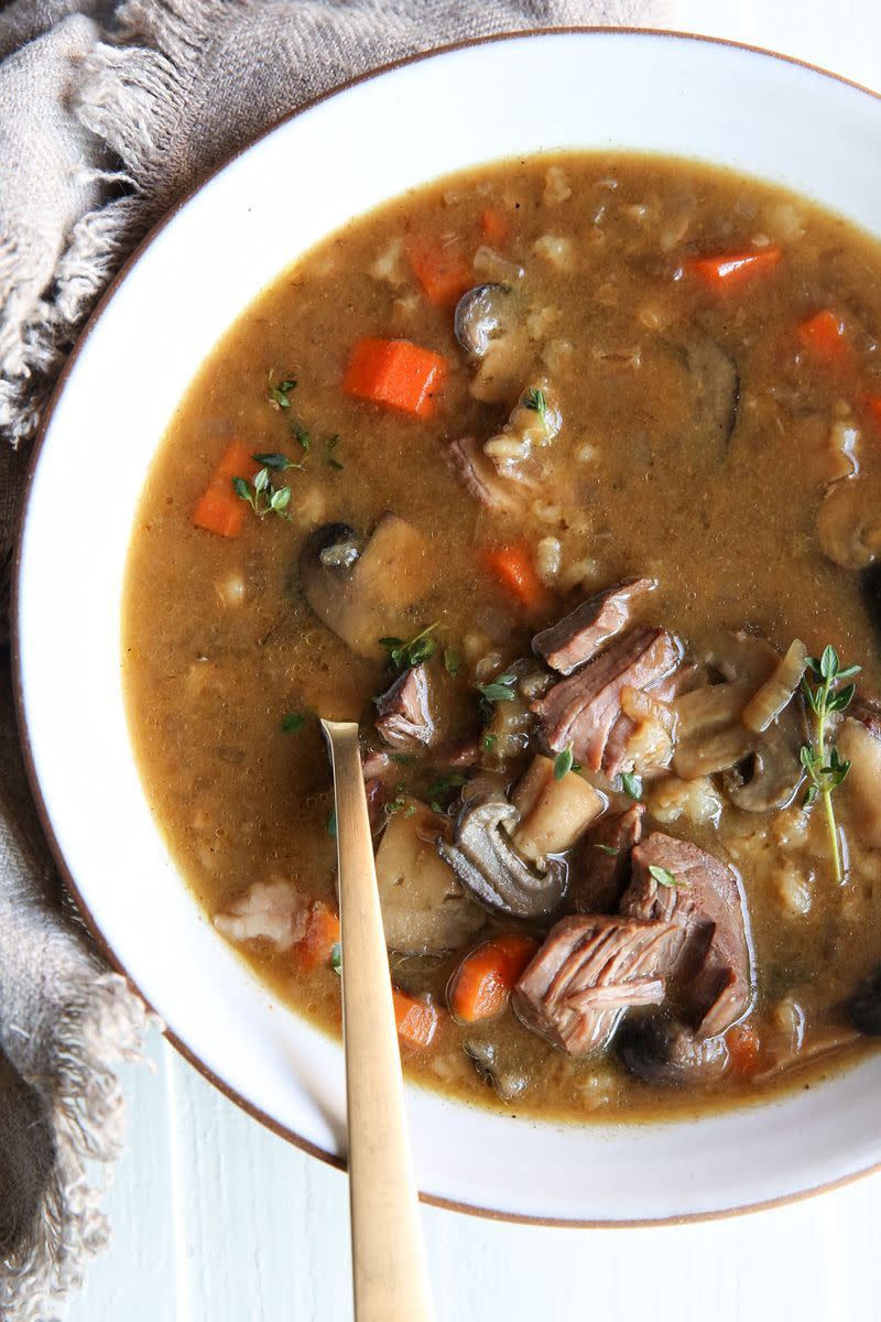 <p>The best news after a long day? Your slow cooker made you dinner.</p><p>Get the <a href="https://www.delish.com/uk/cooking/recipes/a28829907/slow-cooker-beef-barley-soup-recipe/" rel="nofollow noopener" target="_blank" data-ylk="slk:Slow Cooker Beef & Barley Soup" class="link ">Slow Cooker Beef & Barley Soup</a> recipe.</p>