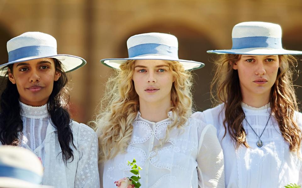 Madeleine Madden, Samara Weaving and Lily Sullivan in Picnic at Hanging Rock