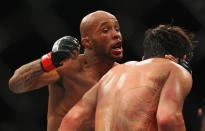 SYDNEY, AUSTRALIA - MARCH 03: Demetrious Johnson of the USA and Ian McCall of the USA fight during the UFC On FX flyweight bout between Demetrious Johnson and Ian McCall at Allphones Arena on March 3, 2012 in Sydney, Australia. (Photo by Mark Kolbe/Getty Images)